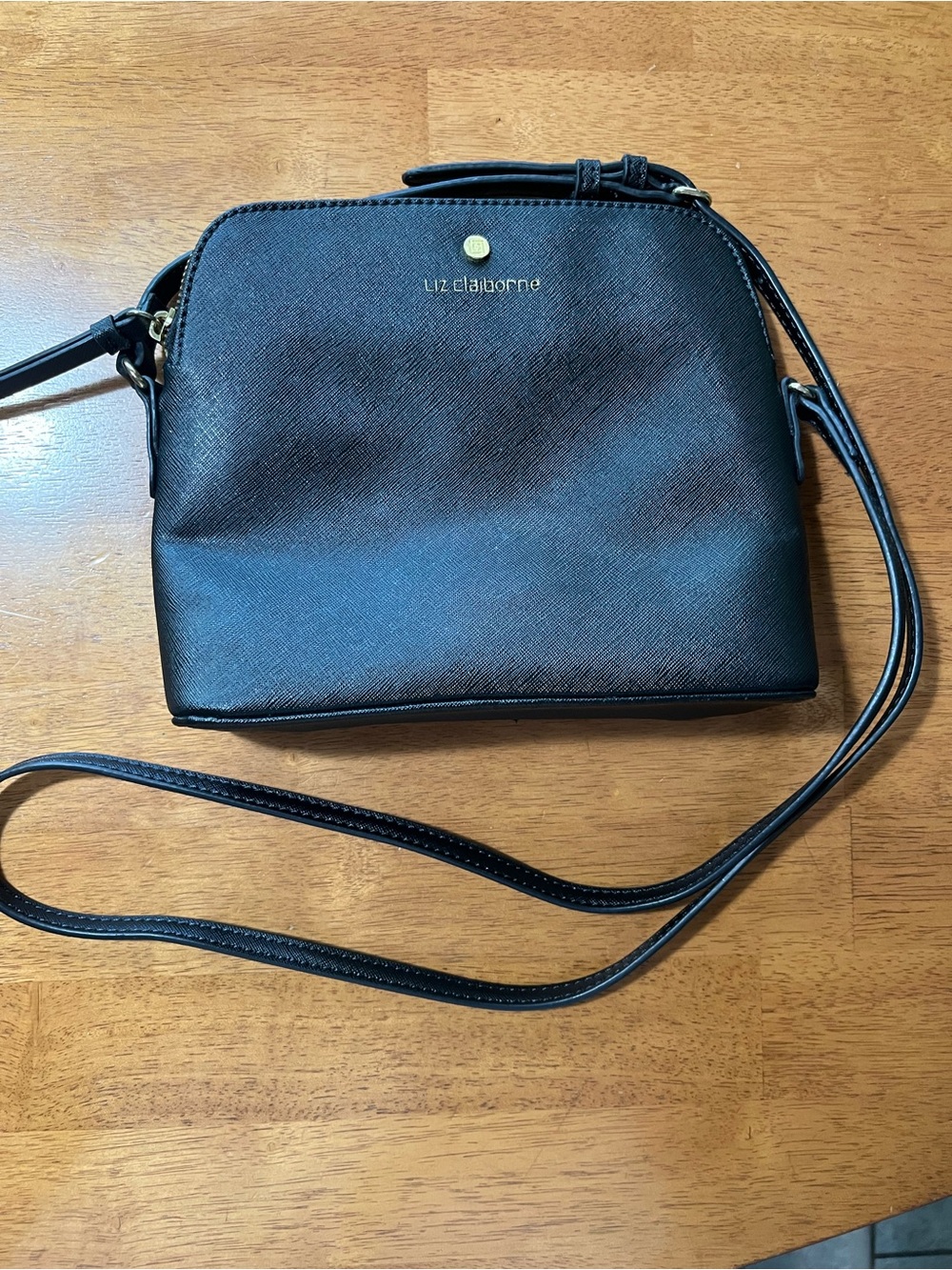 Liz Claiborne Black Crossbody with Gold Accent